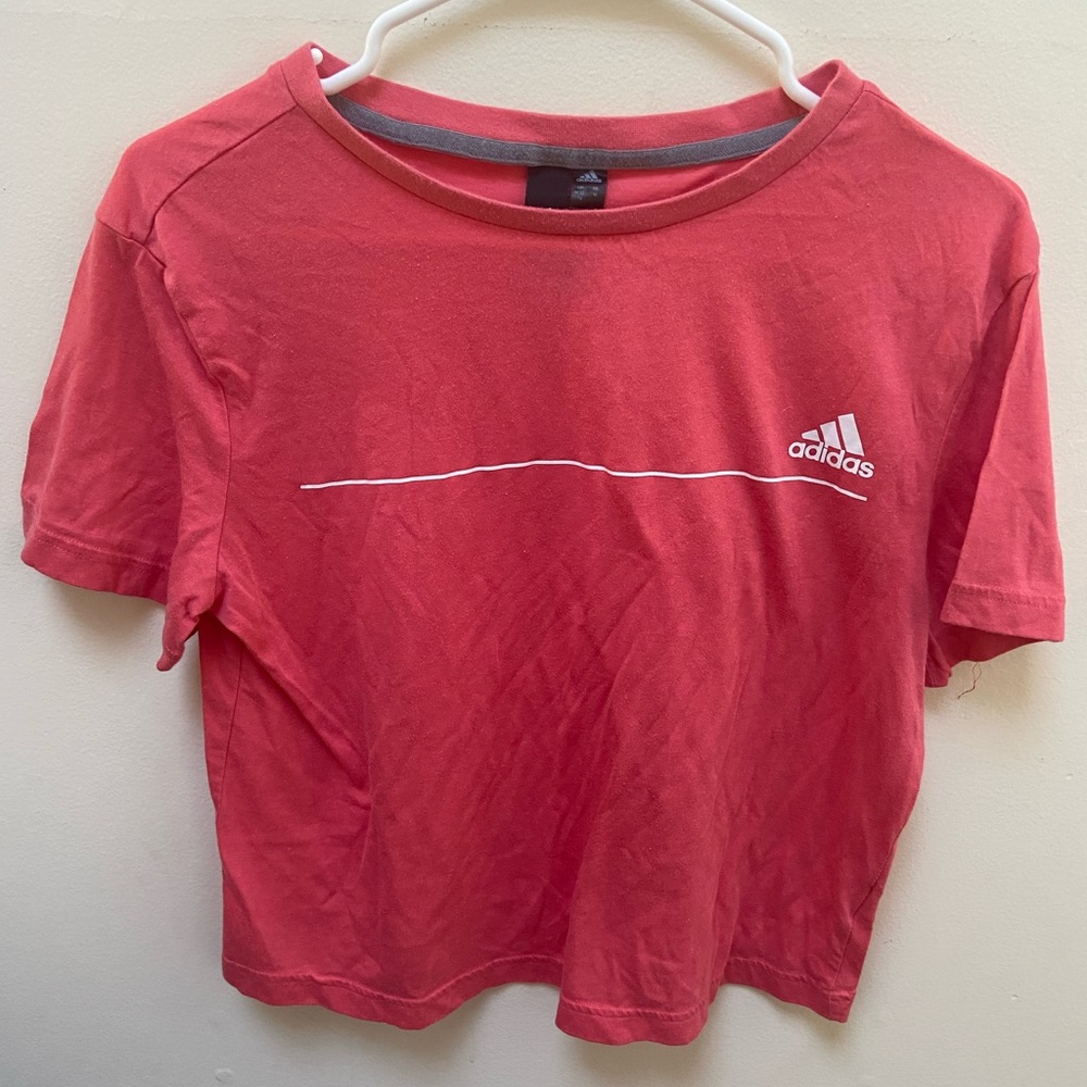 Adidas Pink Cropped Tee; M